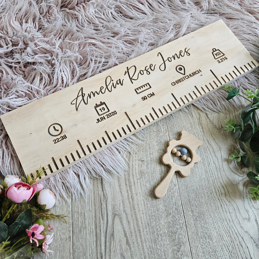 Personalised Birth Ruler Pine Symbols