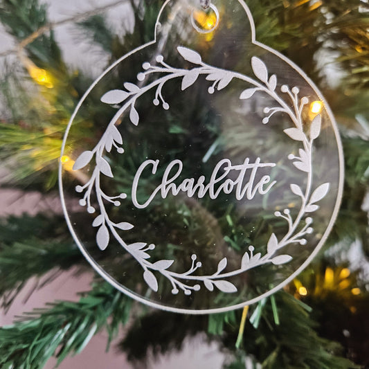 Personalised Wreath Bauble Acrylic