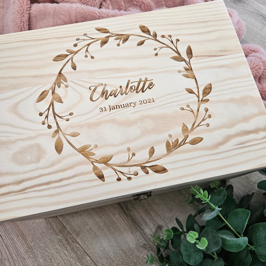 Keepsake Box Name In Wreath (Pre-Order)
