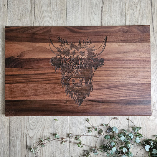 Highland Cow  Walnut Board