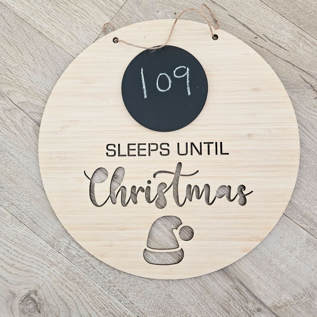 Sleeps Until Christmas Bamboo Circle - Christmas