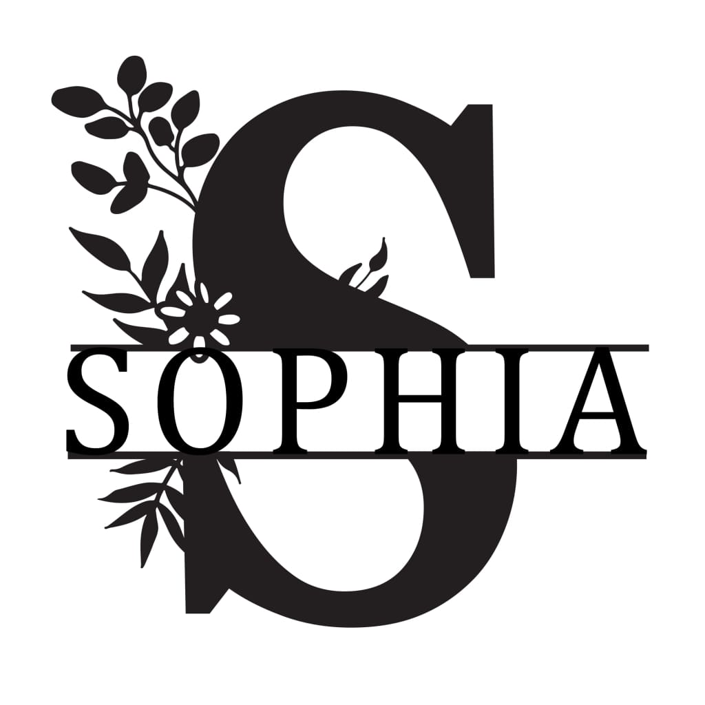 Monogram Letter With Name Floral Wreath Nude (Unpainted) - Laser Cut Name Plaque