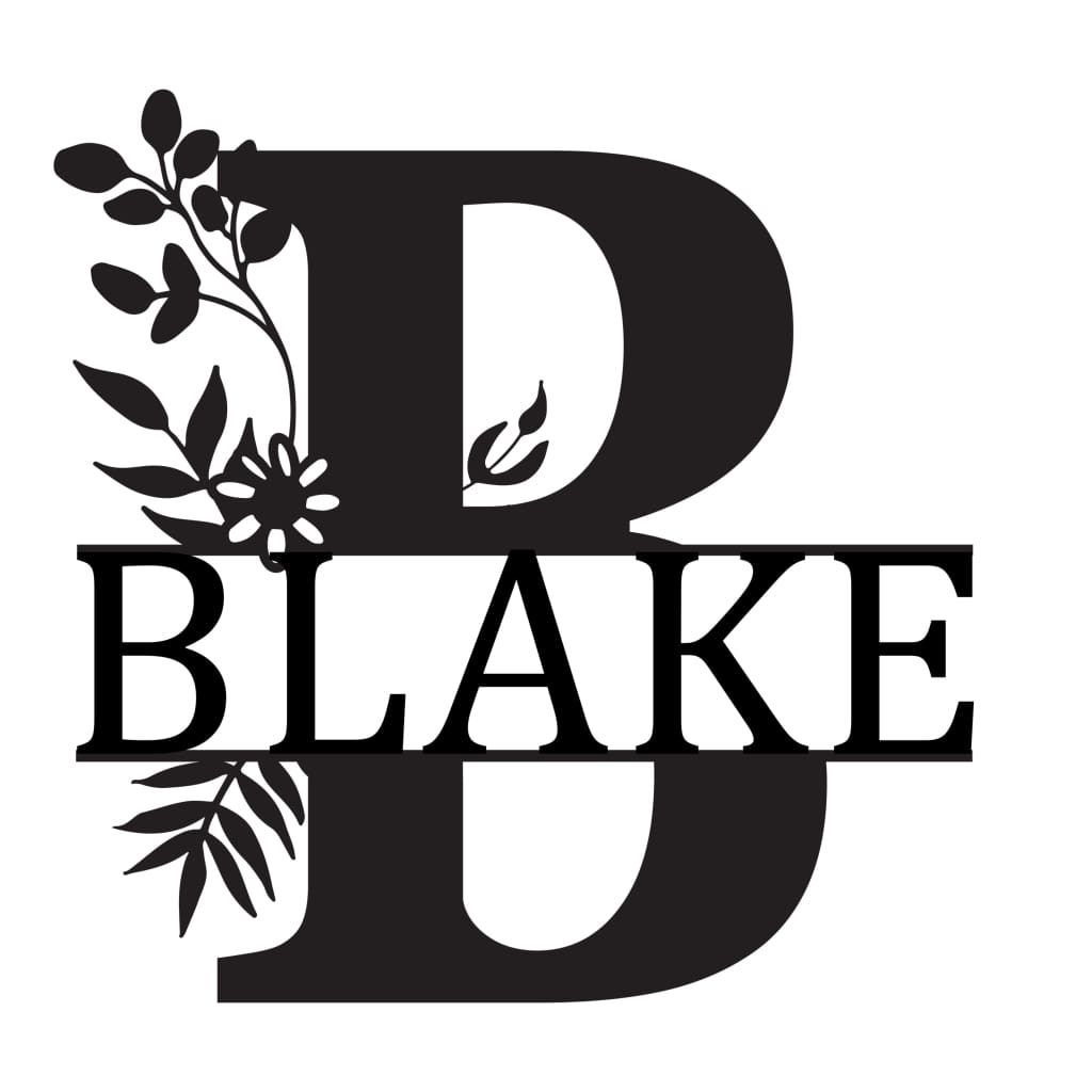 Monogram Letter With Name Floral Wreath Nude (Unpainted) - Laser Cut Name Plaque