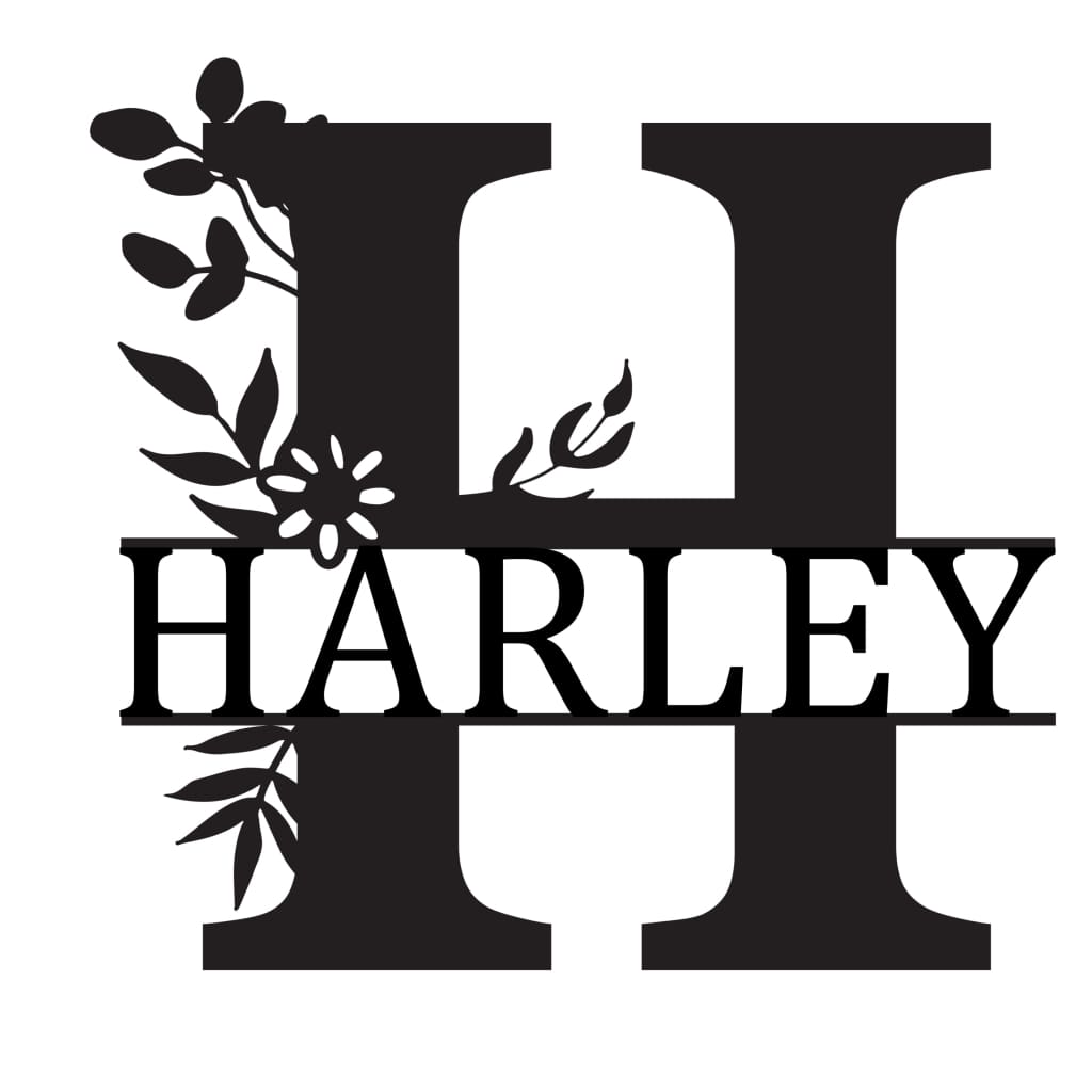 Monogram Letter With Name Floral Wreath Nude (Unpainted) - Laser Cut Name Plaque