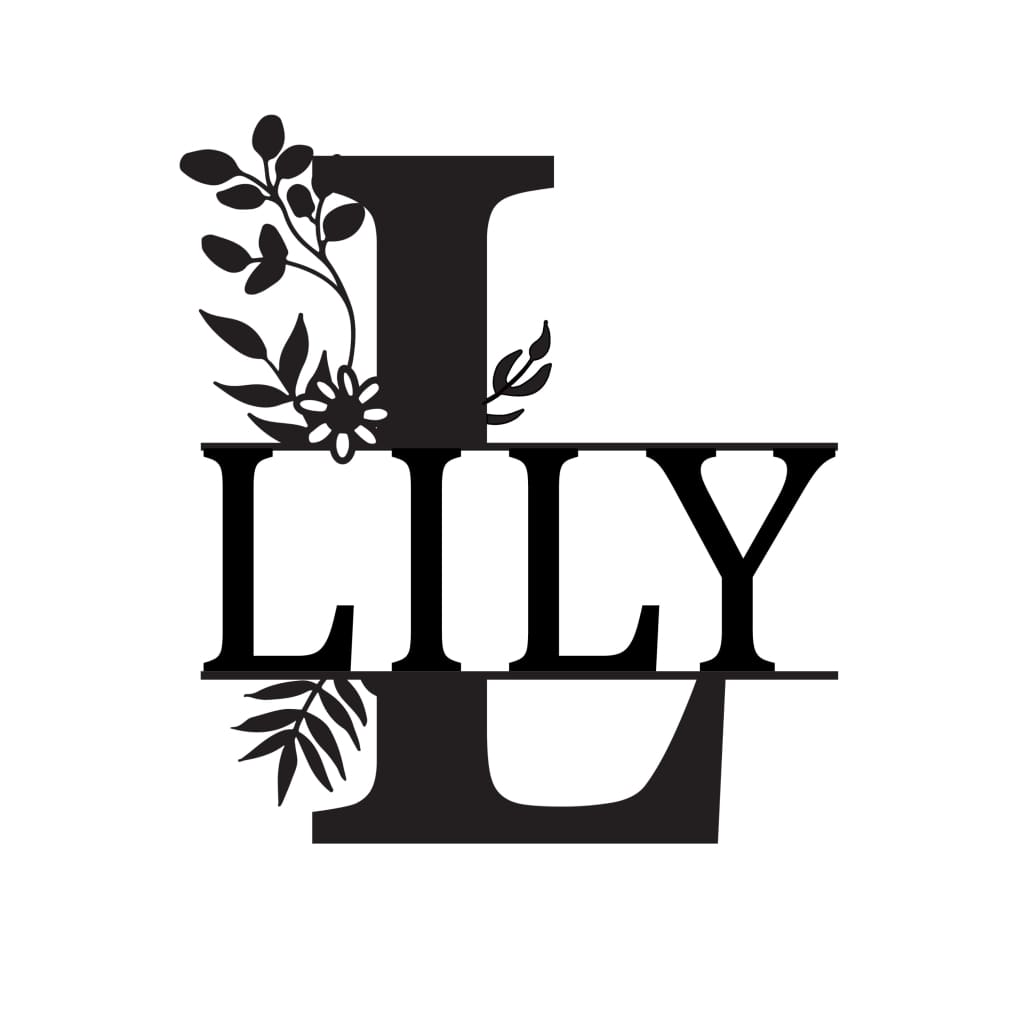 Monogram Letter With Name Floral Wreath Nude (Unpainted) - Laser Cut Name Plaque