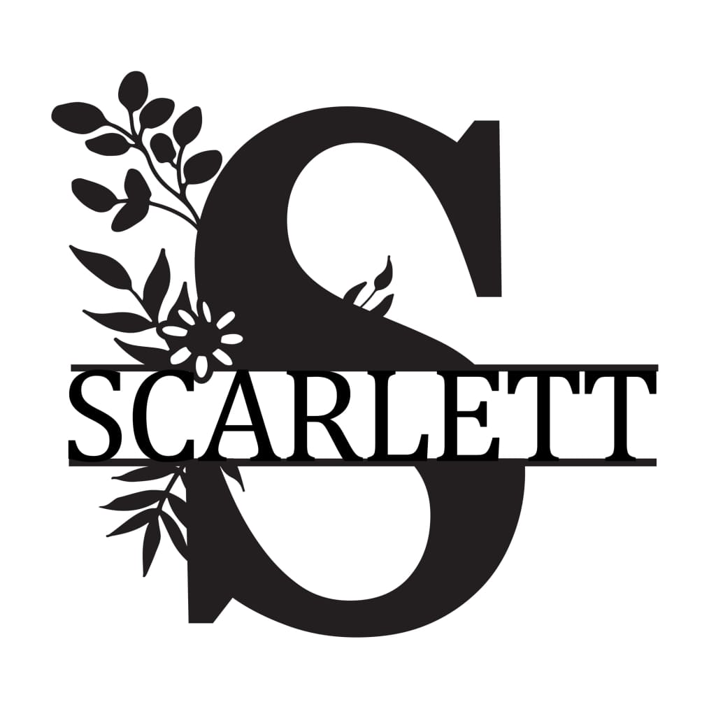 Monogram Letter With Name Floral Wreath Nude (Unpainted) - Laser Cut Name Plaque