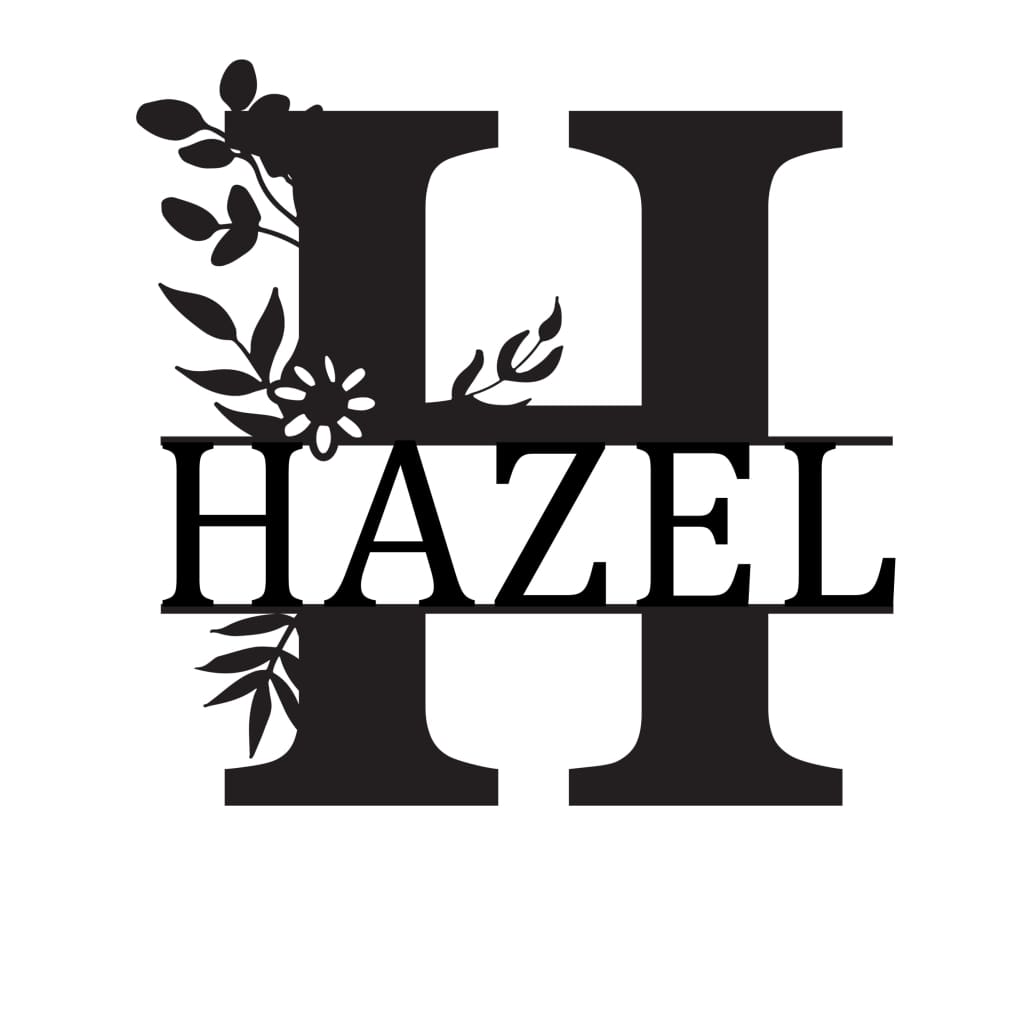 Monogram Letter With Name Floral Wreath Nude (Unpainted) - Laser Cut Name Plaque