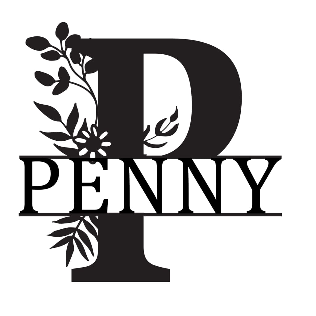 Monogram Letter With Name Floral Wreath Nude (Unpainted) - Laser Cut Name Plaque