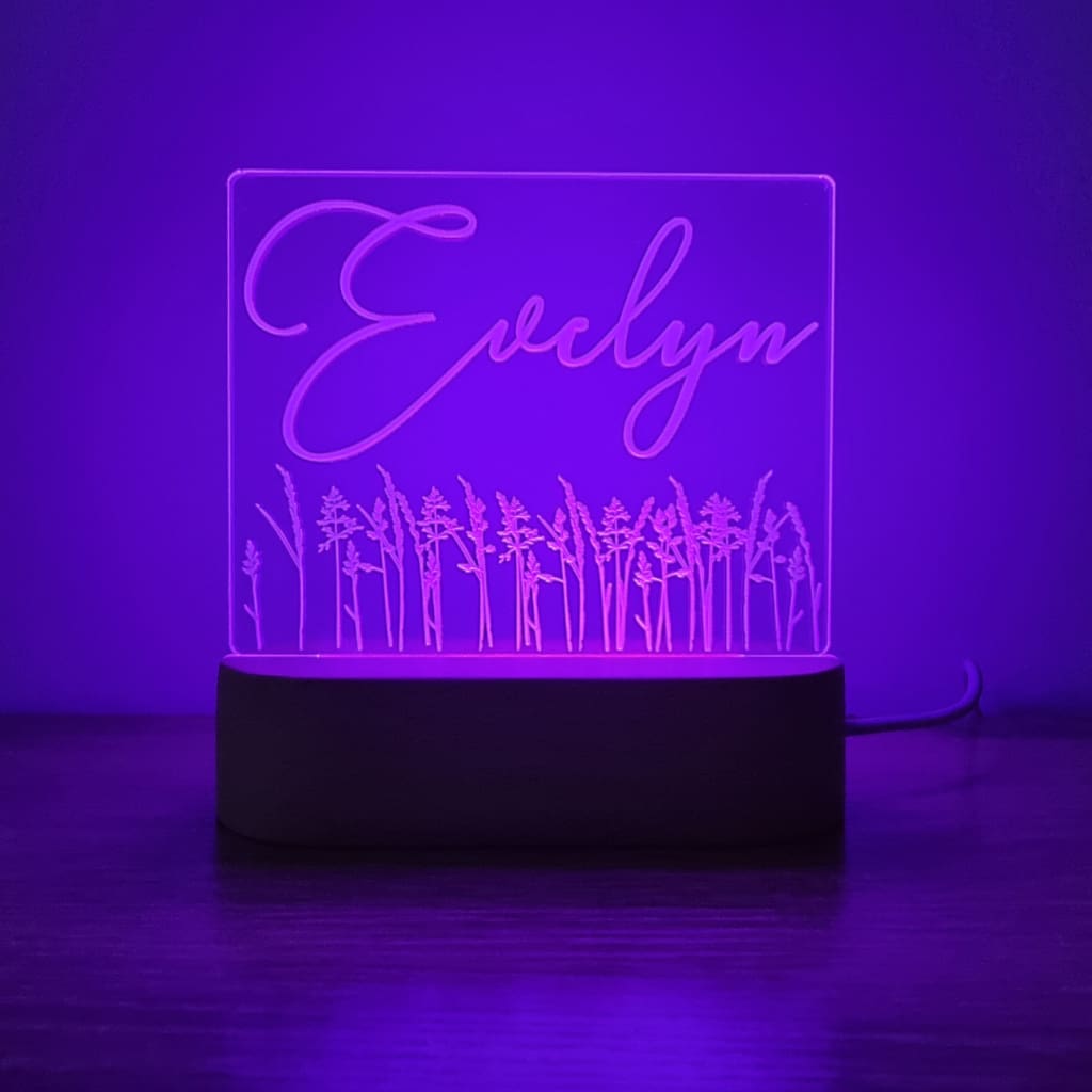 Night Light Wild Flower Personalised Name - Night Light