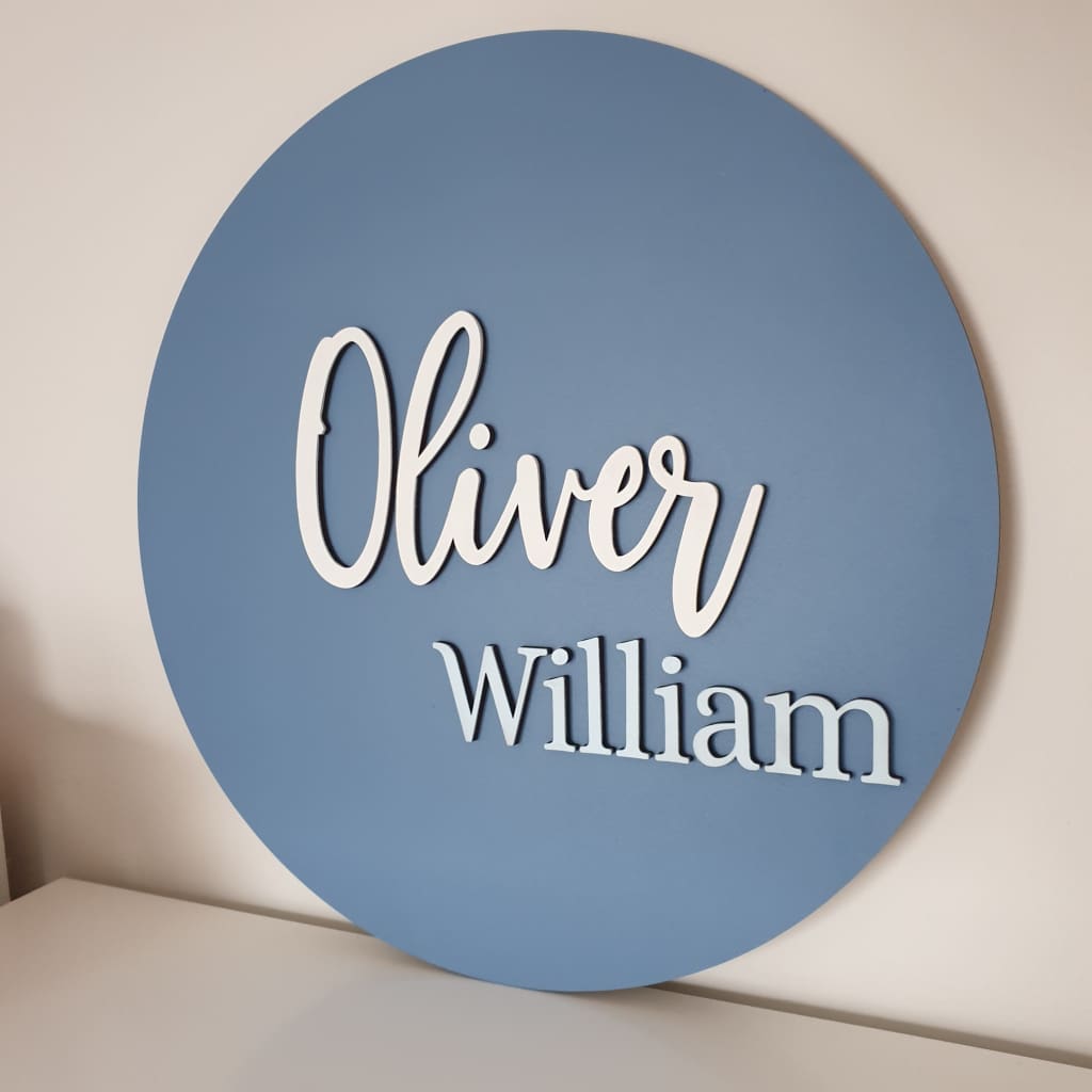 Two Names On Circle Plaque - Laser Cut Name Plaque