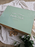 Birth Details with Leaves on Acrylic Lid Keepsake Box