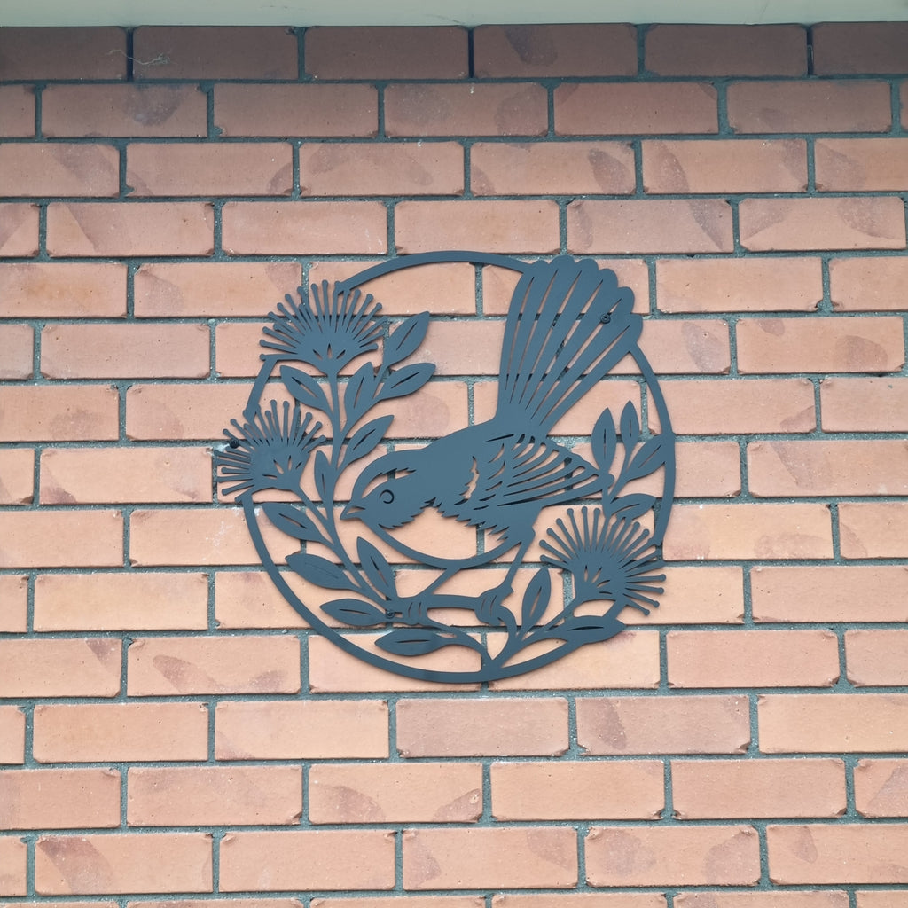 Fantail and Pohutukawa Circle Wall Art