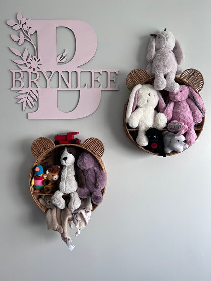 Monogram Letter With Name Floral Wreath