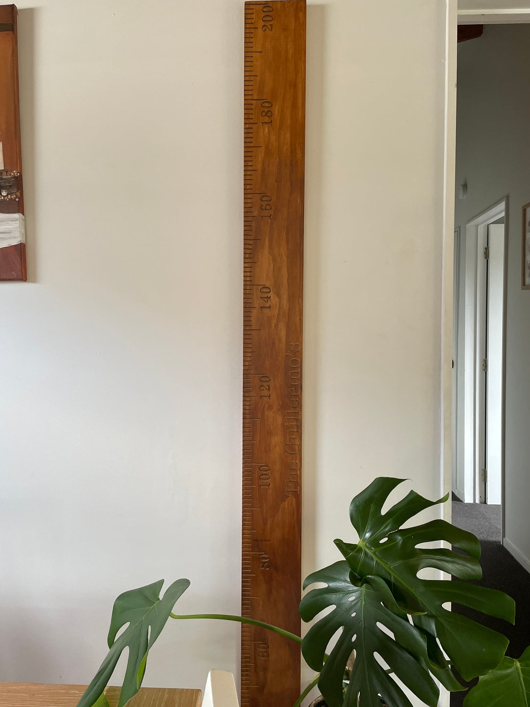 Walnut Stained Pine Wooden Height Chart - Personalised Growth Ruler