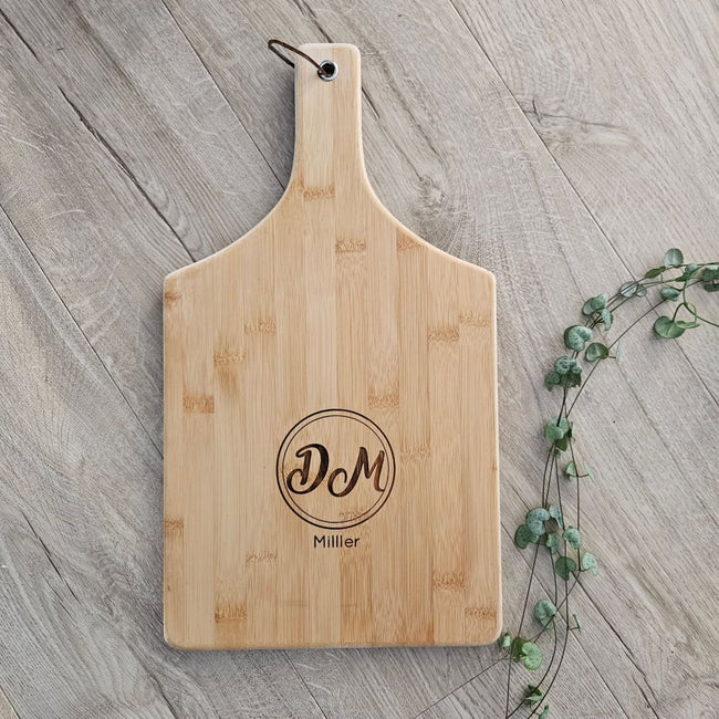 Bamboo Cheese Board Initials In Circle - Cheese Boards