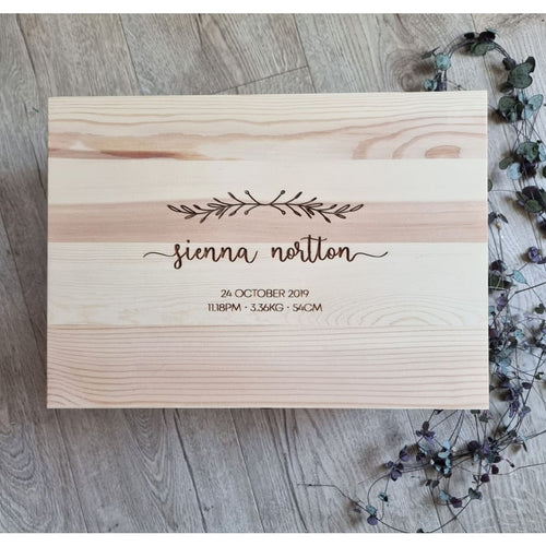 Birth Details with Olive Leaves Keepsake Box - Keepsake Box