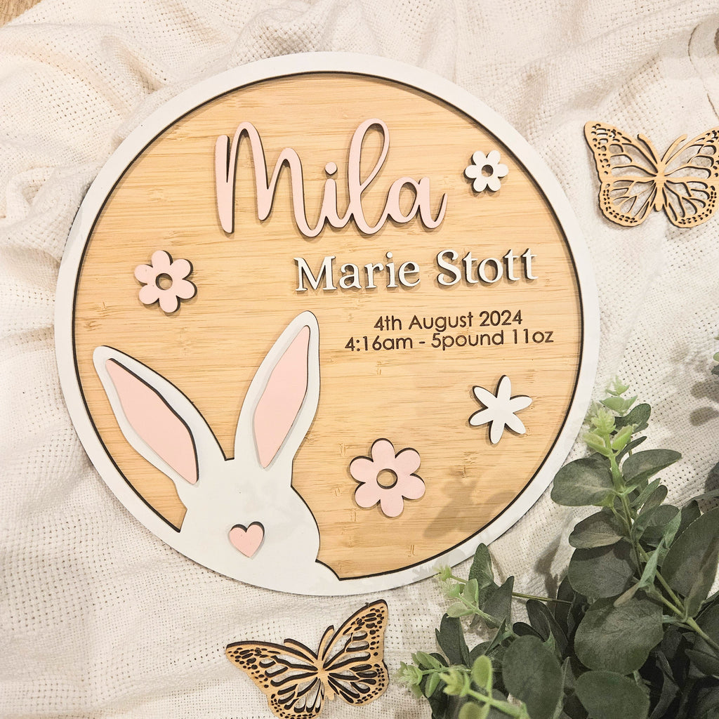 Layered Bunny Name Plaque
