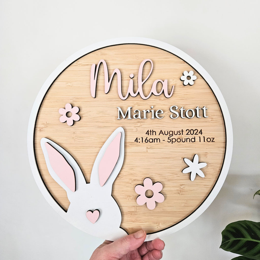 Layered Bunny Name Plaque