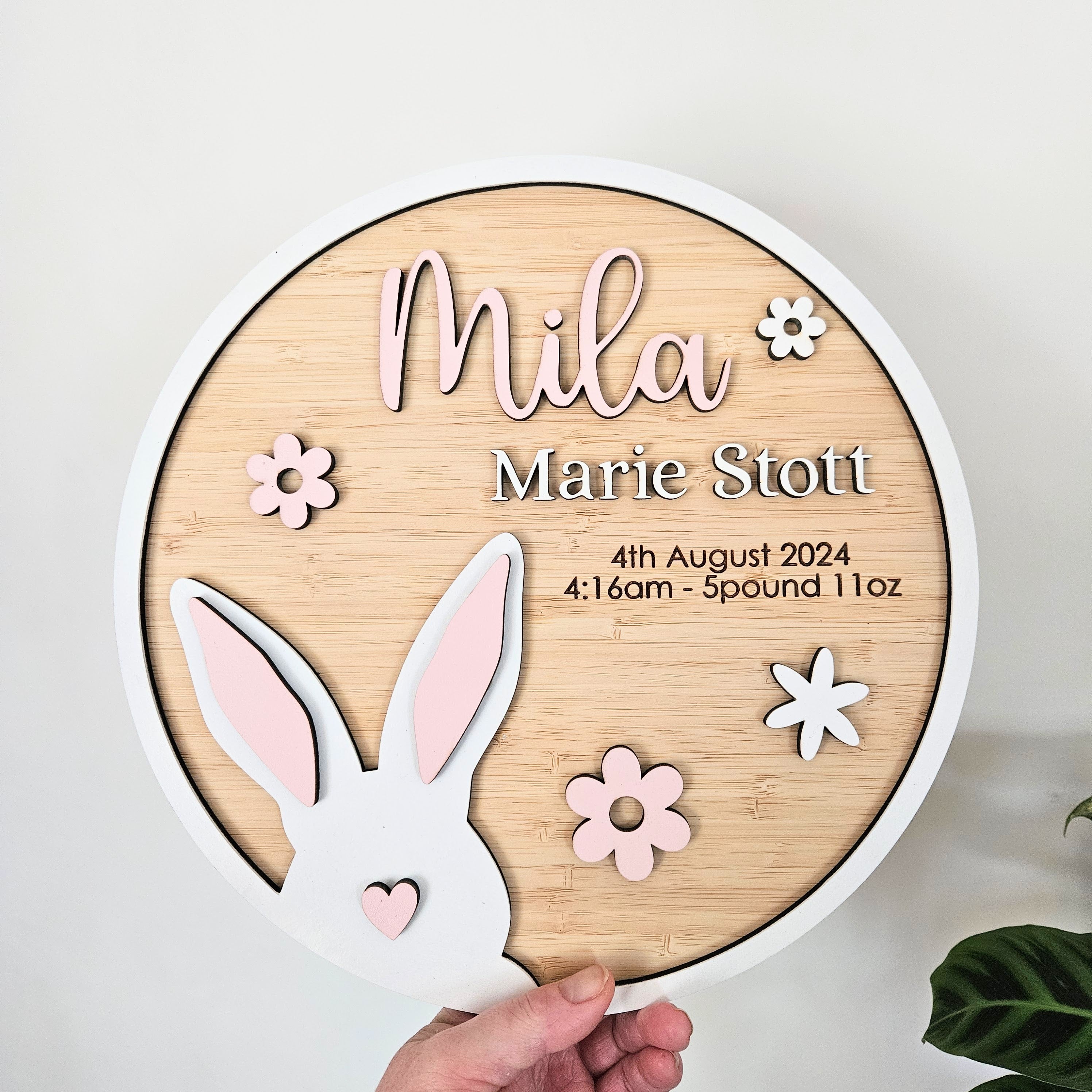 Layered Bunny Name Plaque