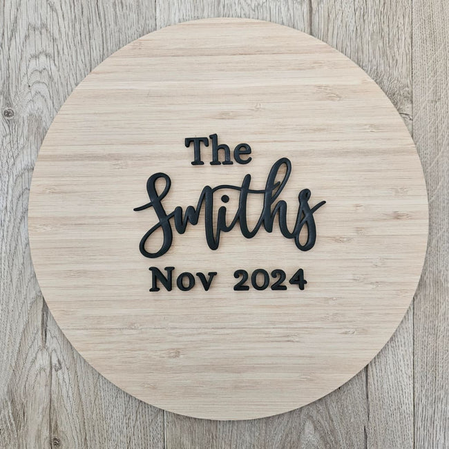 Family Name with Date sign - Laser Cut Name Plaque