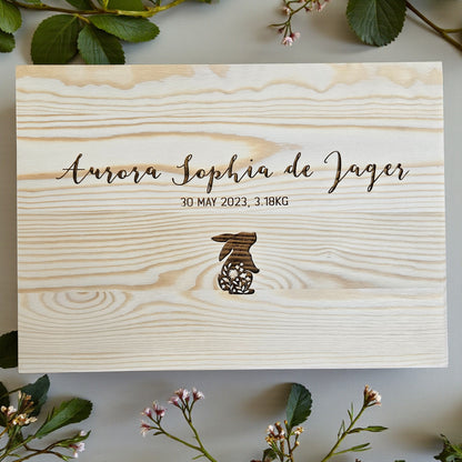 Floral Bunny Engraved Keepsake Box