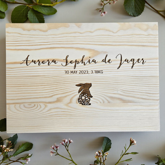 Floral Bunny Engraved Keepsake Box