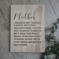 Mother (Noun) Solid Pine Sign - Pine Sign