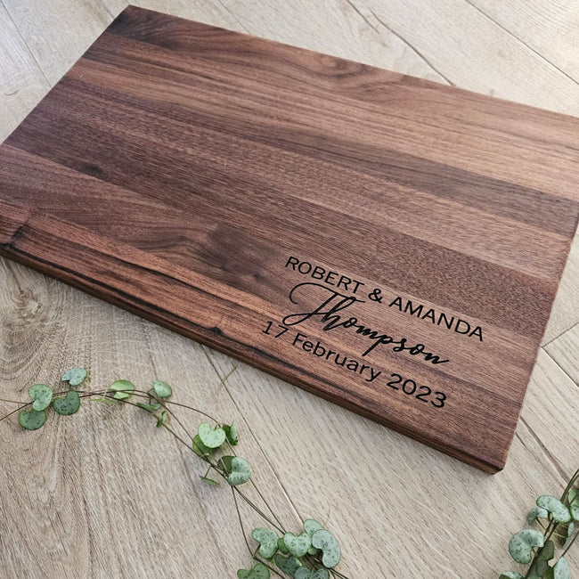 Name and Dates Walnut Board - Cheese Boards