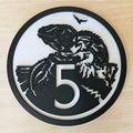 NZ Five cent Coin Wall Art - Black front white back - Geometric Animals