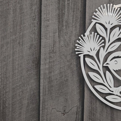 Fantail and Pohutukawa Circle Wall Art