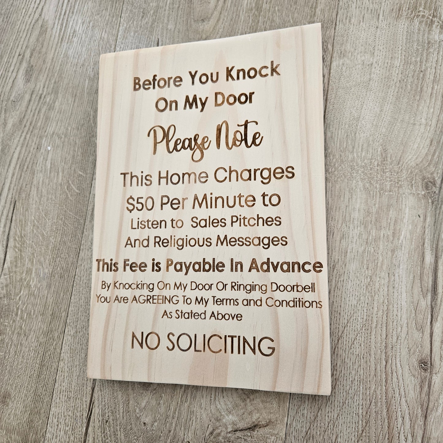 No Soliciting Solid Pine Sign