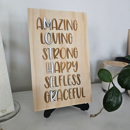 Mother Acrostic Pine Sign