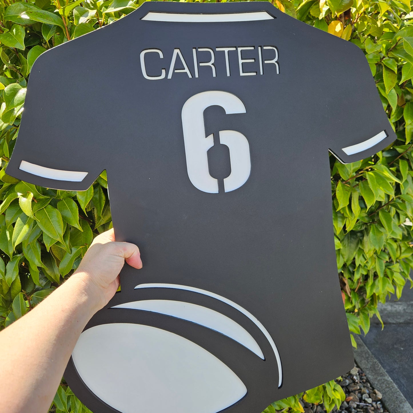 Personalised Rugby Shirt Name Sign