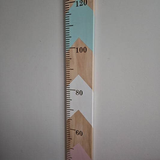 Chevron Painted Wooden Height Chart - Personalised Childrens Growth Ruler