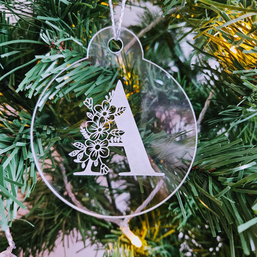 Floral Monogram Acrylic Bauble
