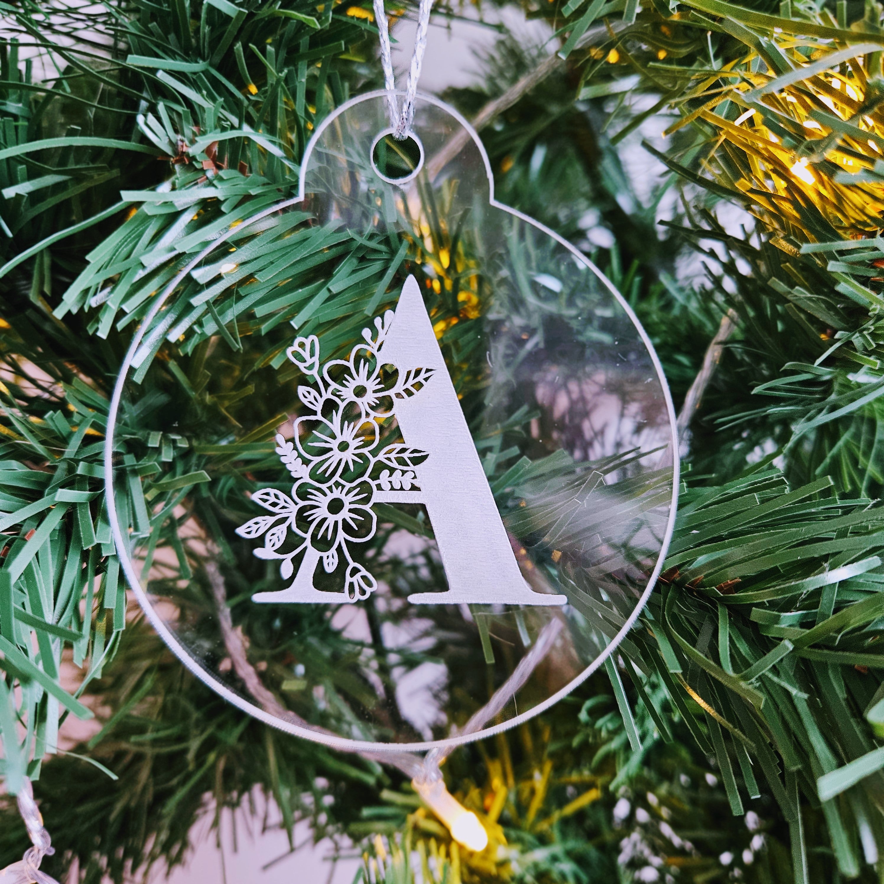 Floral Monogram Acrylic Bauble