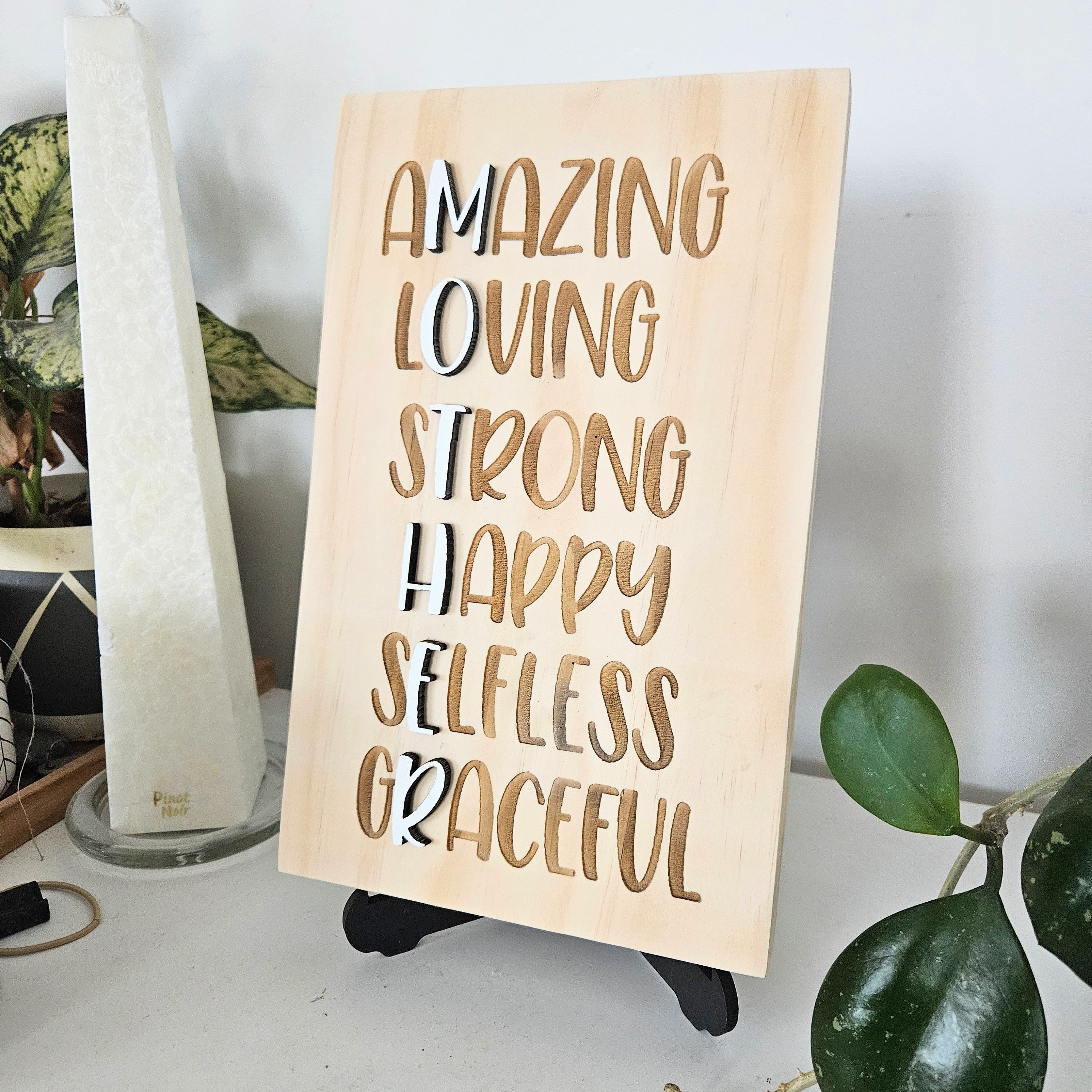 Mother Acrostic Pine Sign