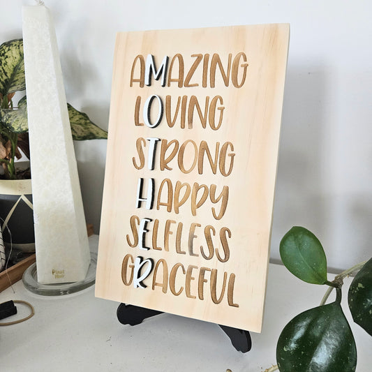 Mother Acrostic Pine Sign