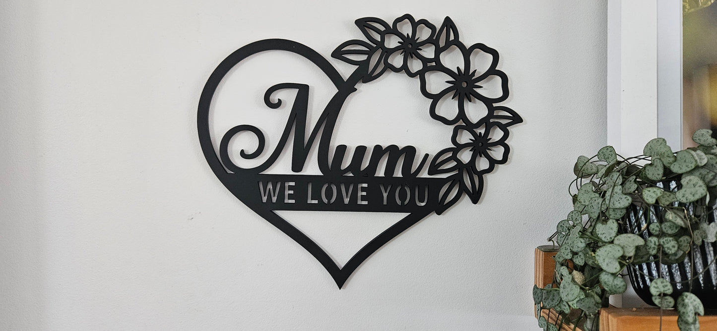 Floral Mum Heart Wall Art