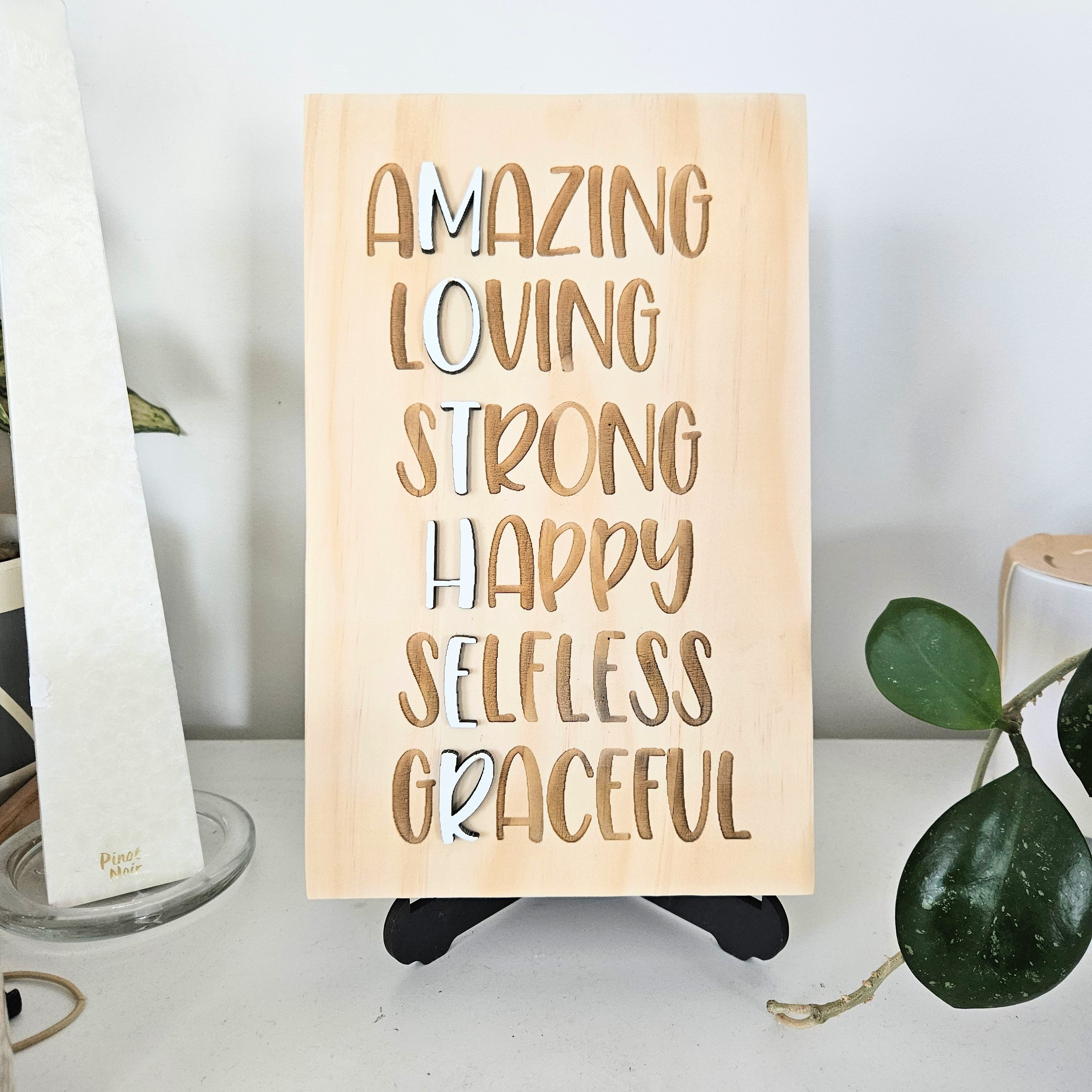 Mother Acrostic Pine Sign