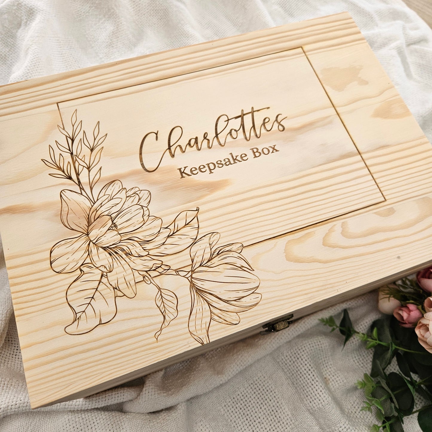 Magnolia Wooden Keepsake Box (Pre Order)