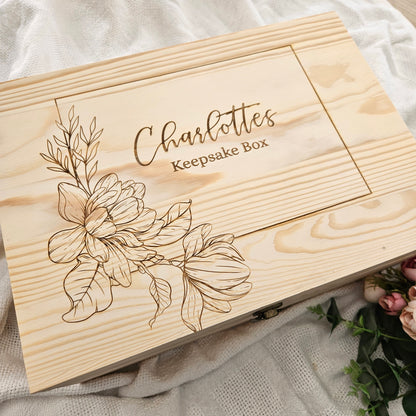 Magnolia Wooden Keepsake Box (Pre Order)
