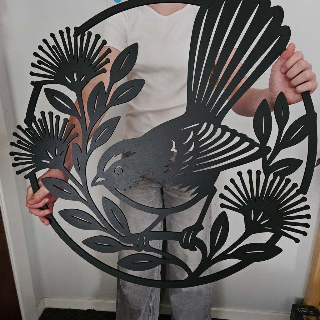Fantail and Pohutukawa Circle Wall Art
