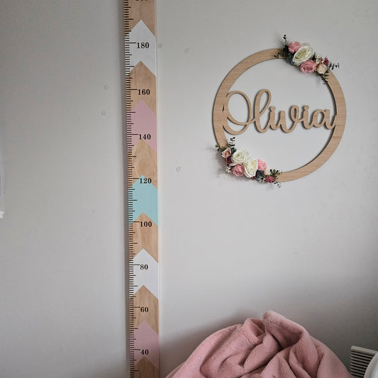 Chevron Painted Wooden Height Chart - Personalised Childrens Growth Ruler