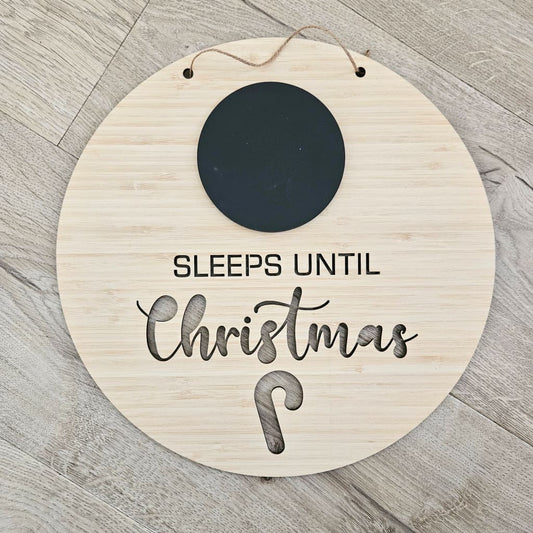 Sleeps Until Christmas Bamboo Circle - Christmas