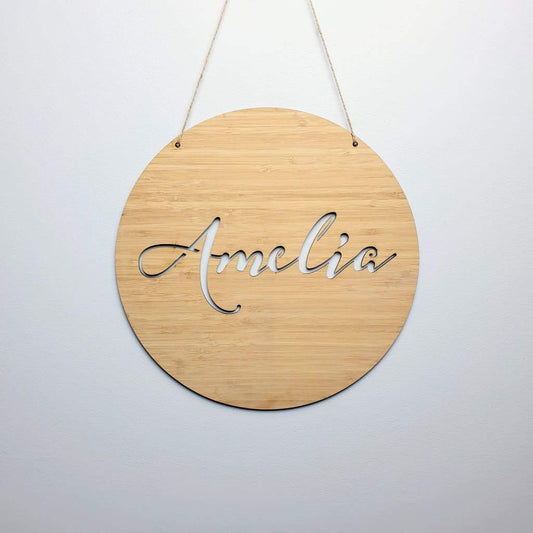 Bamboo Name Plaque Script Font - Laser Cut Name Plaque