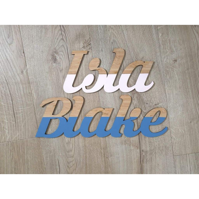 Dipped Wooden Name Plaque - Krinkes - Laser Cut Name Plaque