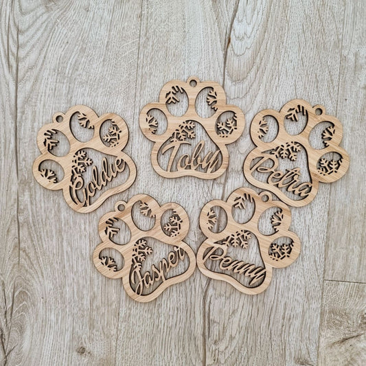 Dog Paw Christmas Baubles Personalised - Christmas Baubles