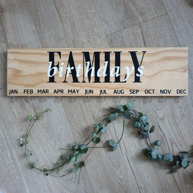 Family Birthdays board- pine