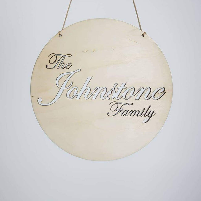 Family Name in Circle - Laser Cut Name Plaque